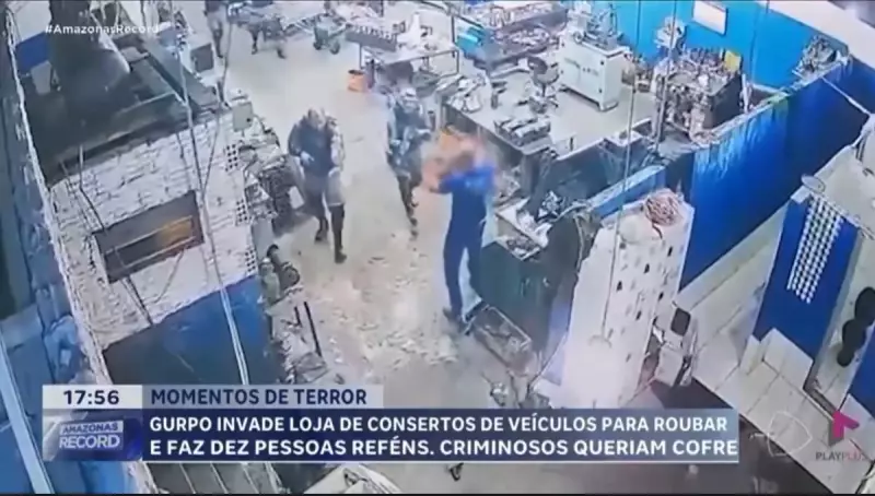 Bandidos invadem loja no Amazonas em busca de cofre e mantêm 10 funcionários como reféns