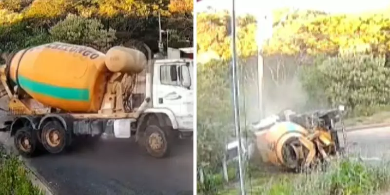 Betoneira desgovernada causa acidente grave em Socorro; veja o vídeo