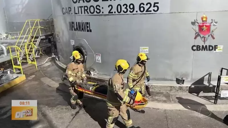 Bombeiros realizam simulação de incêndio em Brasília para treinar salvamentos e combate às chamas