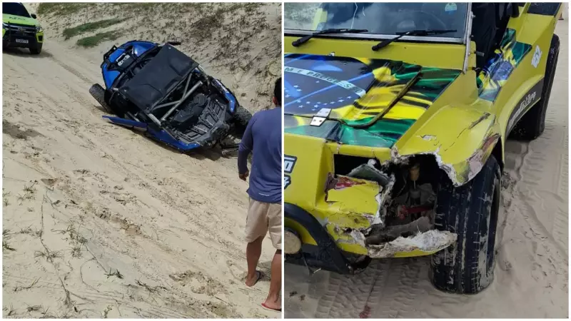 Buggy com turistas colide com UTV nas dunas de Caucaia, na Grande Fortaleza; veja vídeo