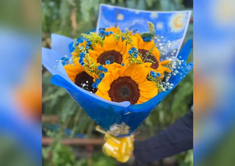 Buquê de girassóis inspirado em Van Gogh encanta clientes em floricultura no interior de SP