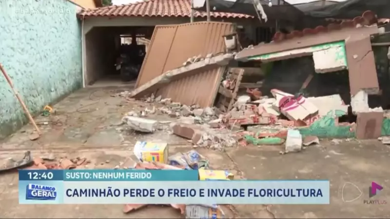 Caminhão perde freio e invade residência em Aparecida de Goiânia: veja imagens do susto!