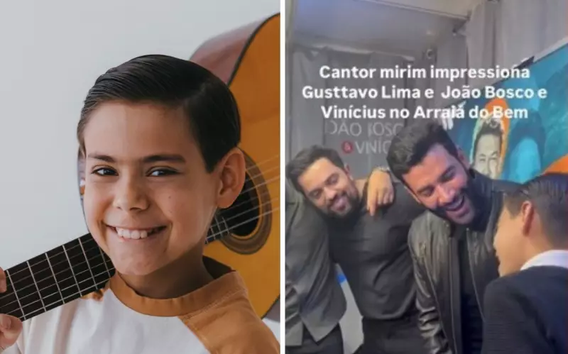 Cantor mirim realiza sonho de conhecer Gusttavo Lima e impressiona artistas com talento