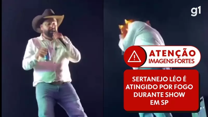 Cantor sertanejo Léo se fere em show após máquina de efeitos especiais atingir seu rosto
