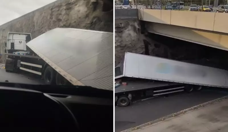 Carreta tomba em viaduto da Rotatória do Ó na Serra: acidente causa transtornos no trânsito