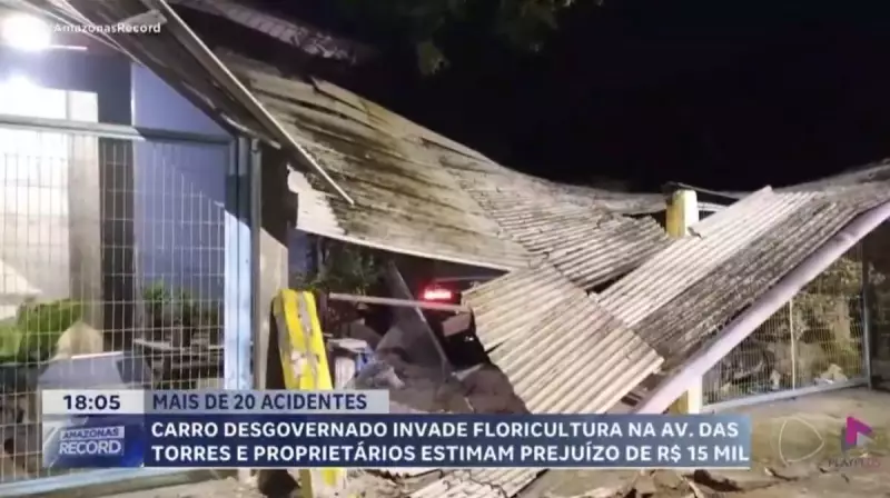 Carro desgovernado invade floricultura em Manaus e causa prejuízo de R$ 15 mil