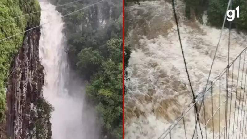 Cascata mais bonita do RS tem aumento de vazão após fortes chuvas; veja vídeo impressionante