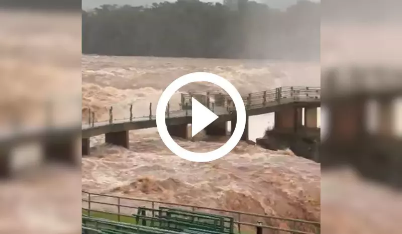 Cataratas no Oeste Catarinense são interditadas após fortes chuvas elevarem nível do rio