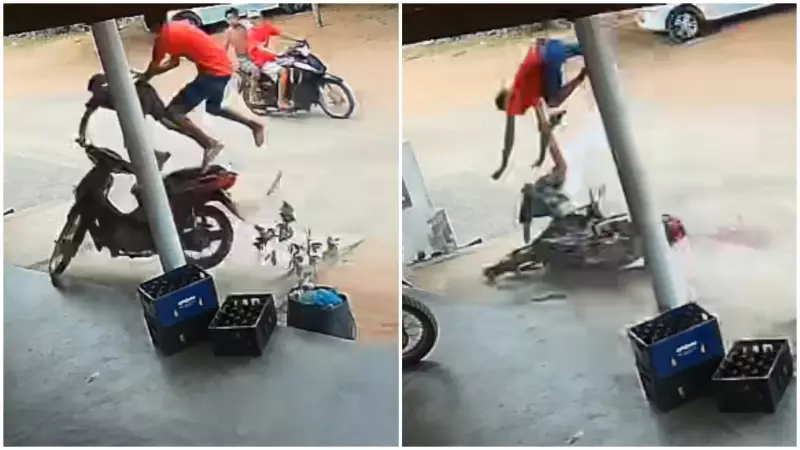 Choque entre moto e carro lança criança e adolescente pelos ares no Ceará; veja o vídeo chocante