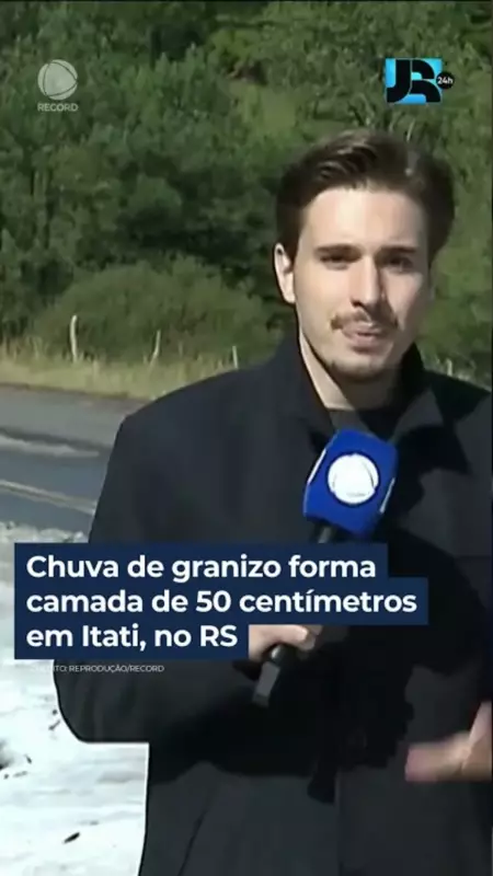 Chuva de granizo forma camada de 50 cm em Itati, RS: veja imagens impressionantes