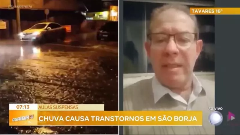 Chuva intensa causa alagamentos e suspende aulas em São Borja, RS