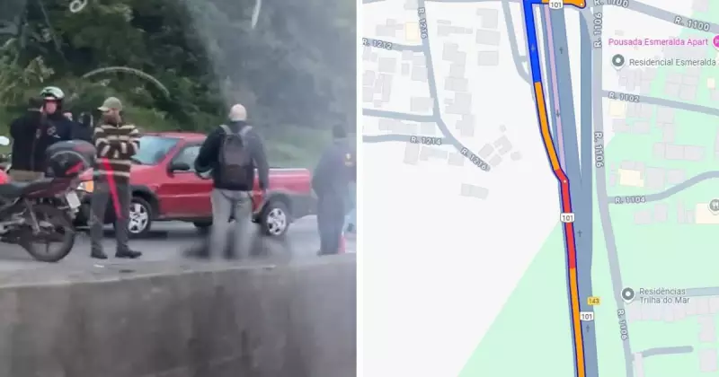 Colisão na BR-101 em Itapema causa engarrafamento de 5 km e deixa feridos