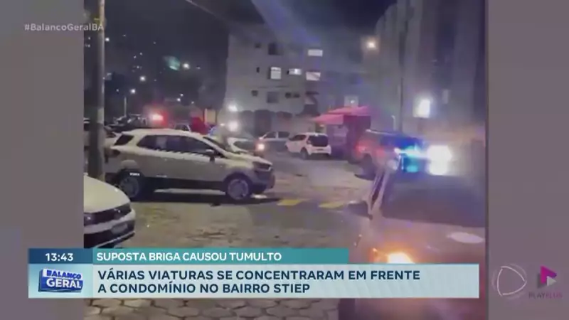 Confusão noturna em Salvador: Várias viaturas policiais cercam condomínio