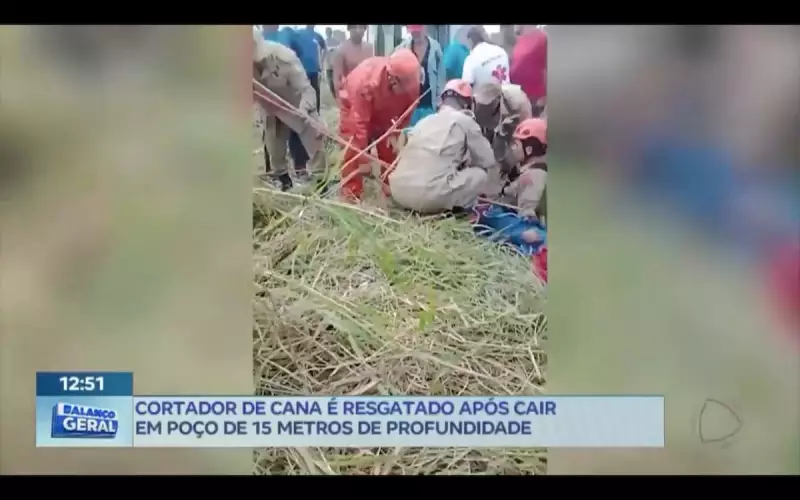Cortador de cana é resgatado após cair em poço de 15 metros no interior do RJ