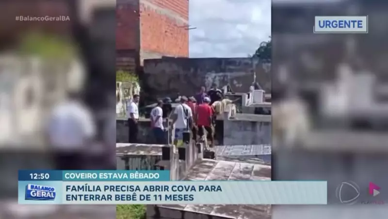 Coveiro aparece bêbado e família é obrigada a abrir cova para enterrar bebê de 11 meses na Bahia