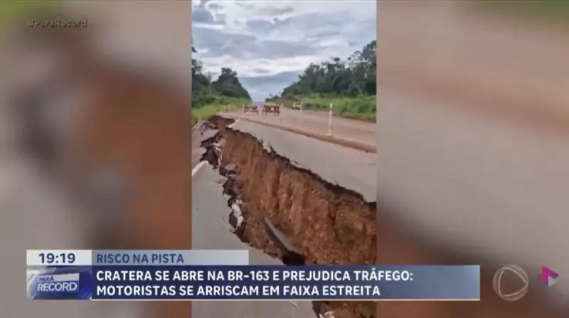 Cratera na BR-163 no Pará ameaça tráfego e escoamento de produção agrícola