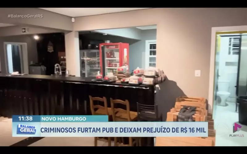Criminosos furtam pub em Rio Grande do Sul e causam prejuízo de R$ 16 mil