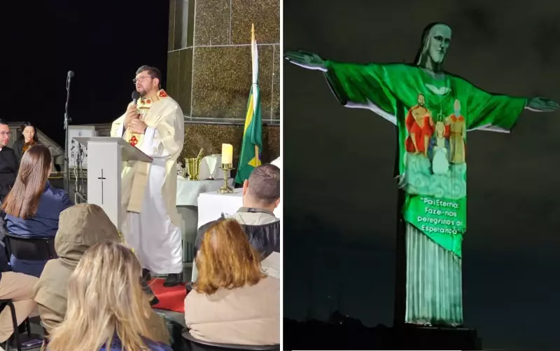 Cristo Redentor emociona ao projetar imagem da Romaria do Divino Pai Eterno — veja o vídeo!