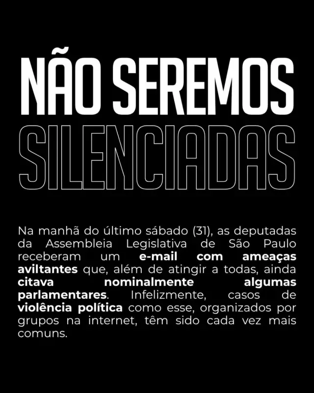 Deputadas de SP sofrem ameaças de morte e estupro por e-mail e protocolam queixa-crime coletiva