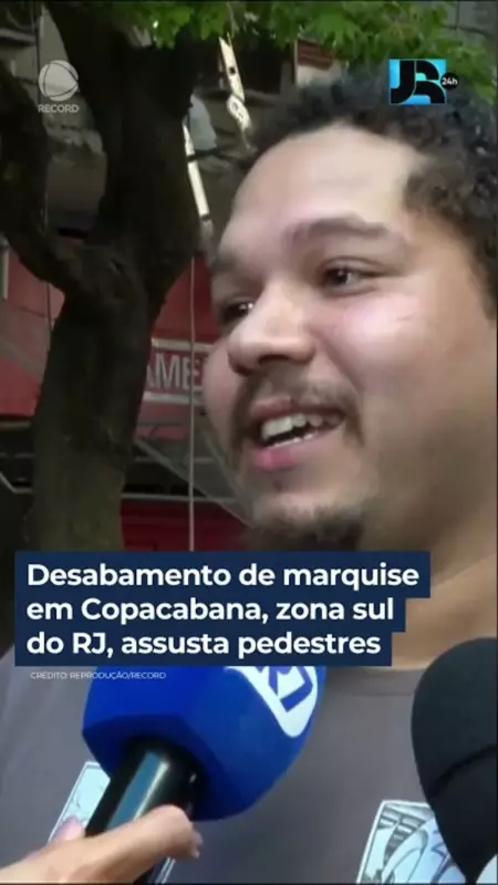 Desabamento de marquise em Copacabana assusta pedestres e mobiliza equipes de emergência