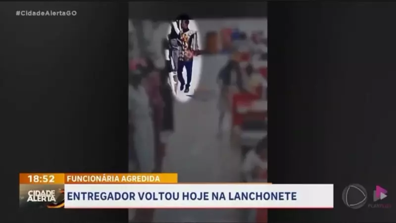 Entregador suspeito de agredir funcionária de fast-food retorna ao local do crime em Goiás