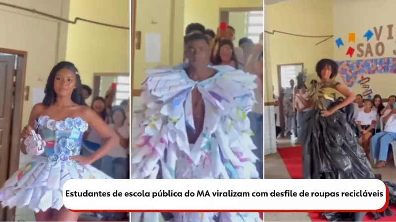 Estudantes do Maranhão viralizam com desfile de moda sustentável: 'Reciclar é estar na moda'