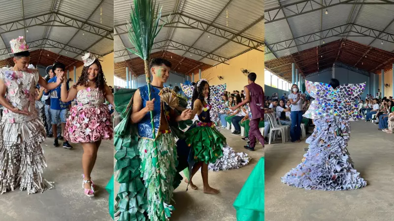 Estudantes do Piauí transformam materiais reciclados em moda sustentável em desfile inovador