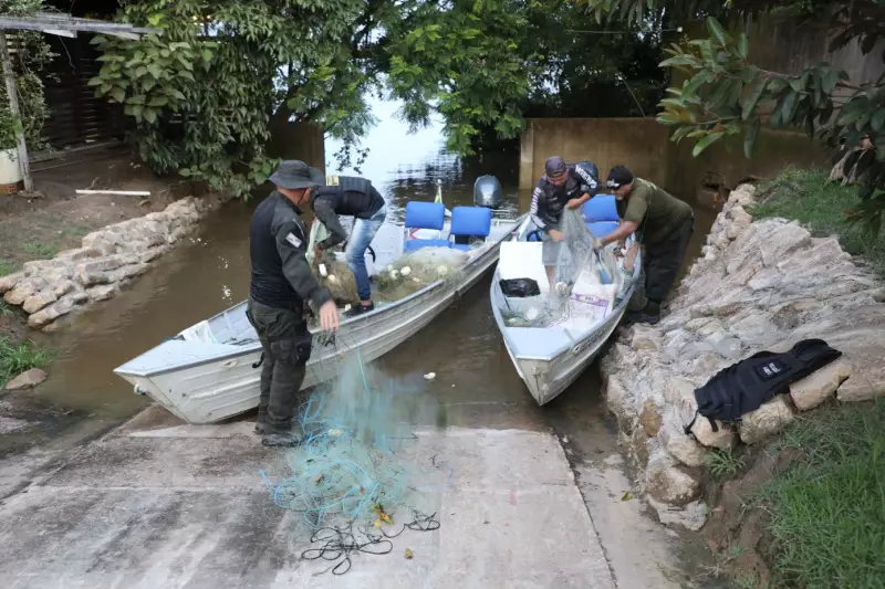 Fiscalização ambiental apreende e destrói 272 redes de pesca ilegal no Rio Branco, em Roraima