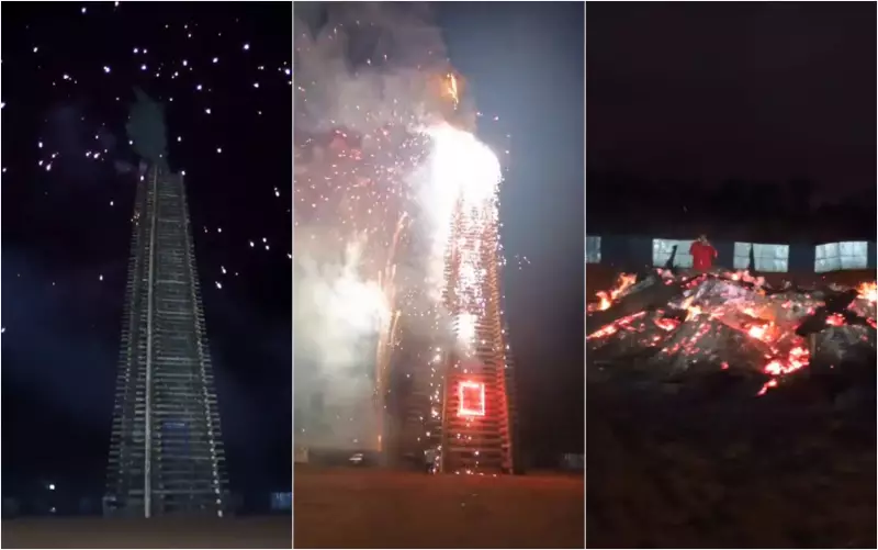 Fogueira gigante de São João queima por quase 24 horas no Sul de MG — veja o vídeo impressionante!