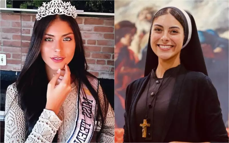 Freira que viralizou vendendo terços em bar de Goiânia já foi modelo e miss: veja a transformação