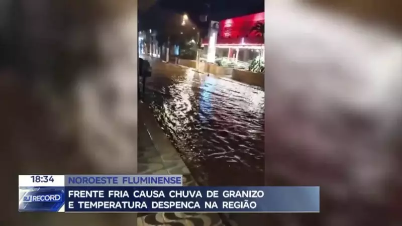 Frente fria provoca chuva de granizo e queda brusca de temperatura no Noroeste Fluminense