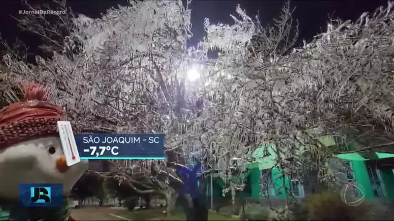 Frente fria transforma paisagens no Sul e Sudeste com temperaturas abaixo de zero