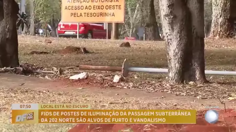 Furto de cabos deixa passagem subterrânea da Asa Norte, em Brasília, no escuro