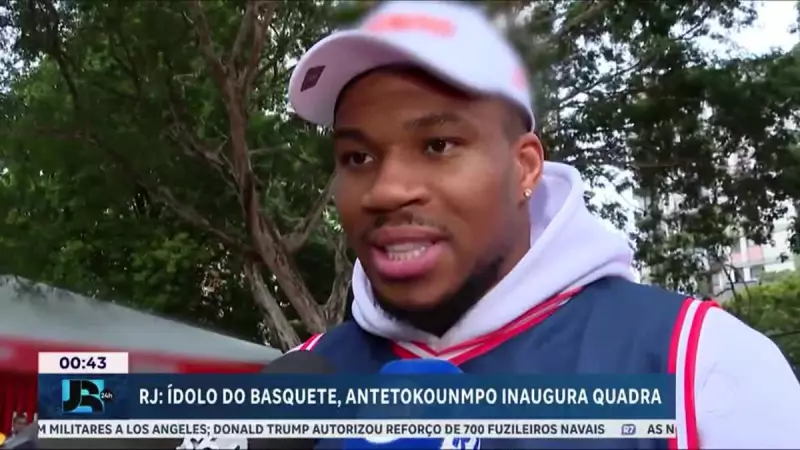 Giannis Antetokounmpo inaugura quadra pública no Rio de Janeiro e inspira jovens