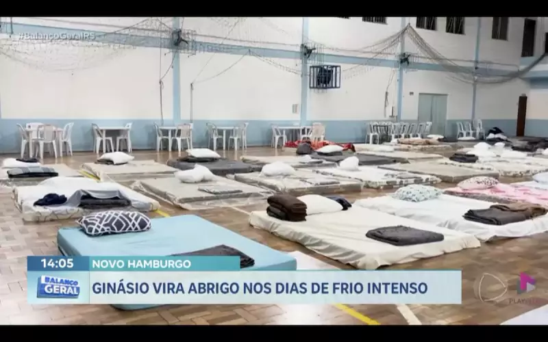 Ginásio em Novo Hamburgo vira abrigo para moradores de rua durante onda de frio intenso