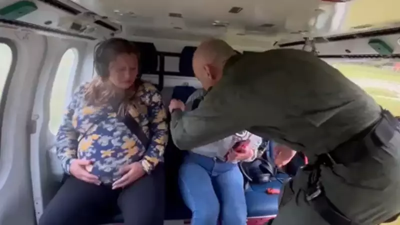 Grávida de 9 meses é resgatada de helicóptero em cidade ilhada por chuvas no RS — veja o vídeo emocionante