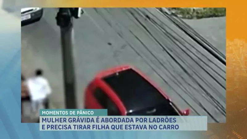 Grávida tem carro roubado na Grande BH e implora: 'Só deixa eu tirar minha filha'