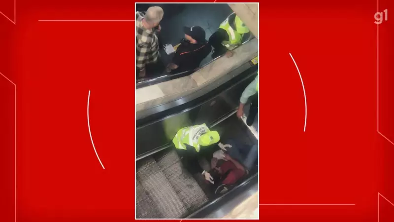 Homem cai e fica preso em escada rolante na Rodoviária de Brasília: veja o vídeo