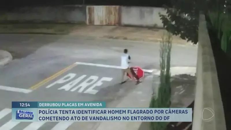 Homem é flagrado destruindo placas de trânsito no Entorno do DF — Veja o vídeo chocante!