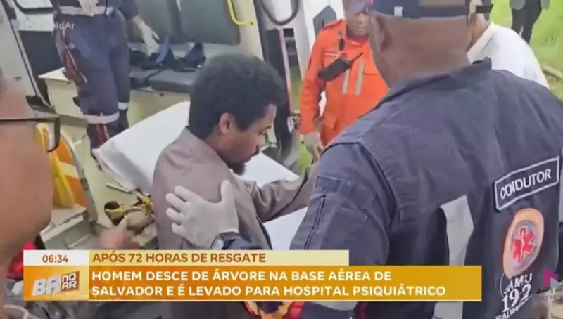 Homem em surto passa três dias em árvore na Base Aérea de Salvador e é resgatado com sucesso