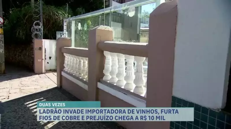 Homem invade importadora de vinhos em BH e causa prejuízo de R$ 10 mil com furto de fios de cobre