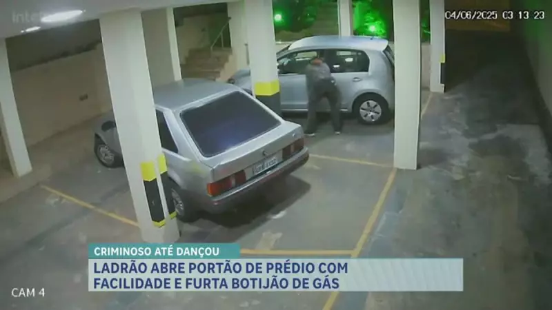 Homem invade prédio em BH, rouba botijão de gás e ainda dança antes de fugir