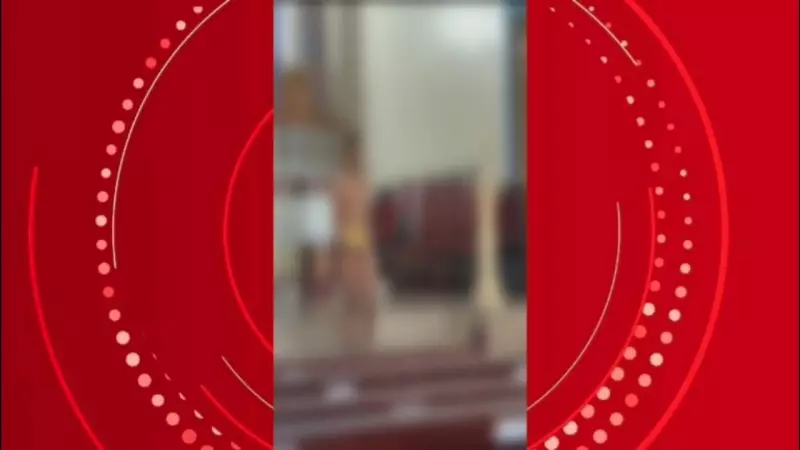 Homem nu invade igreja em Alagoas carregando crucifixos e com corda amarrada à cintura