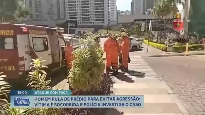 Homem pula de prédio para escapar de ataque a faca em Águas Claras, DF