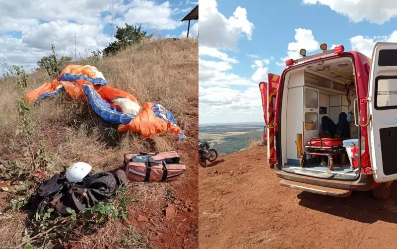 Homem sofre queda de paraquedas após falha no equipamento em Goiás
