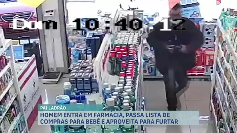 Homem usa lista de compras como disfarce para furtar farmácia em Betim, MG