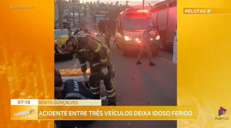 Idoso sofre mal súbito e provoca acidente com três veículos em Bento Gonçalves
