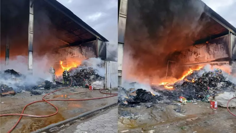 Incêndio de grandes proporções atinge empresa próxima ao aeroporto de Navegantes em SC