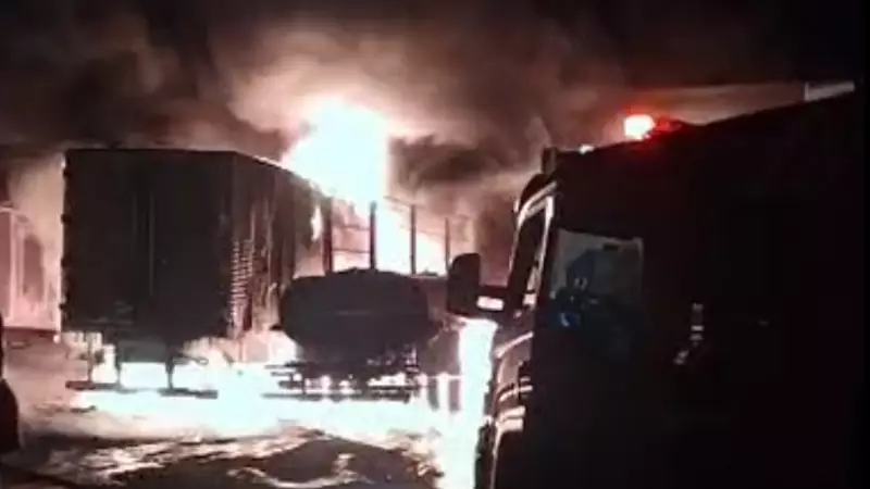 Incêndio de grandes proporções destrói caminhões de empresa de iogurte em Campo Grande | Veja vídeo
