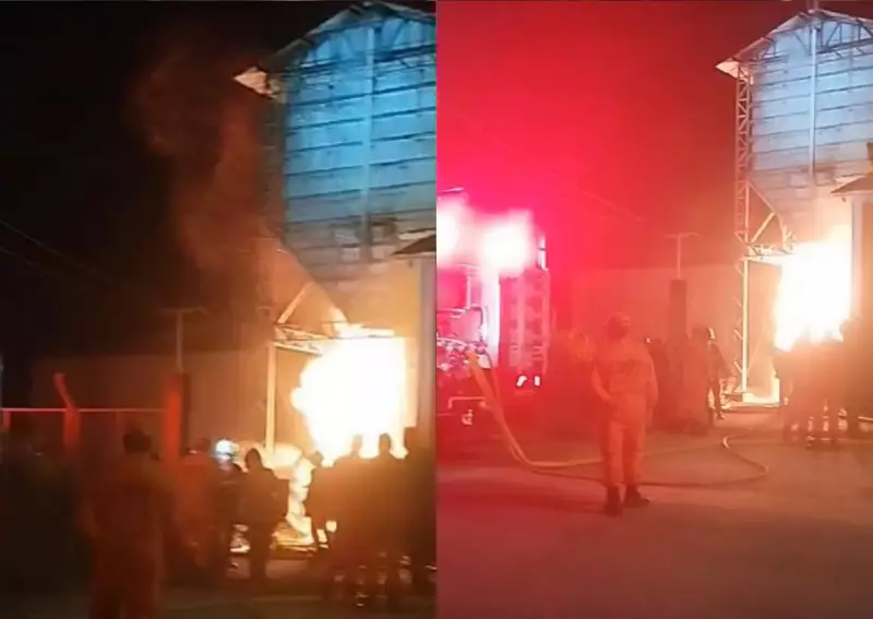 Incêndio de grandes proporções destrói fábrica no Distrito Industrial de Teresina